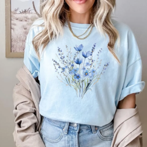 Comfort Colors Blue Blossom Shirt – Floral Aesthetic for Plant Lovers