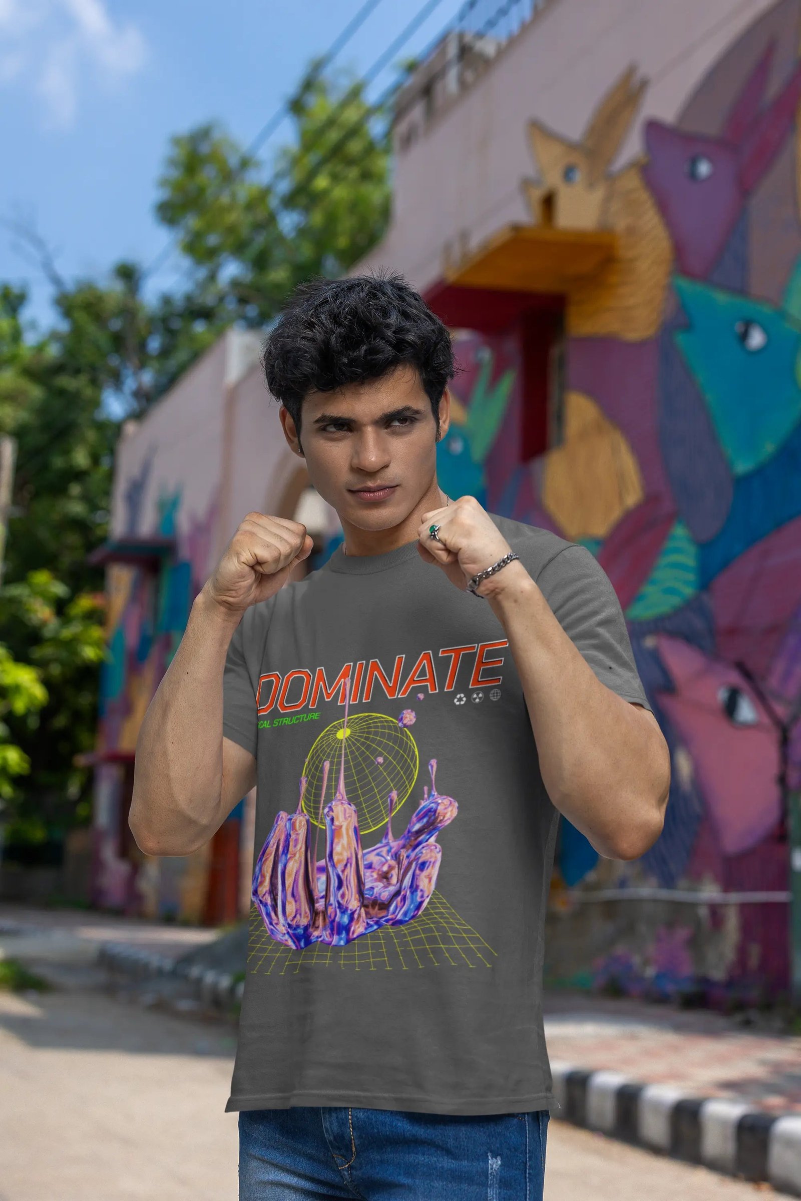 Grey_Dominate_Graphic_Mens_T-Shirt Dominate Graphic Mens T-Shirt