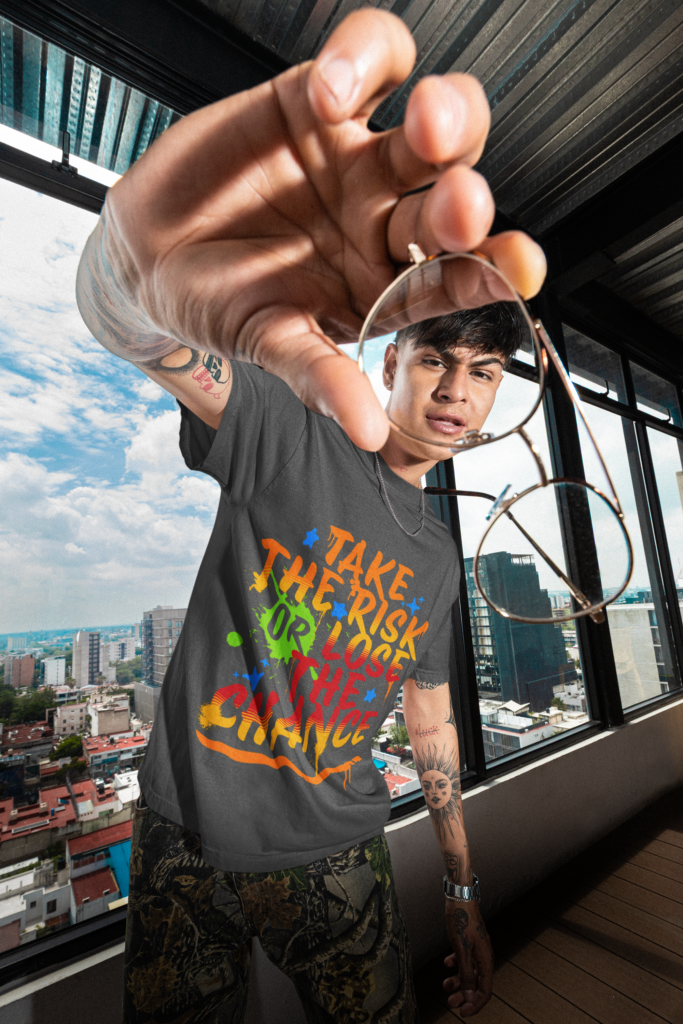 Take Risk Mens T-Shirt – Motivational Streetwear Graphic Tee