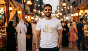 Eid Mubarak Arabic Calligraphy T-Shirt